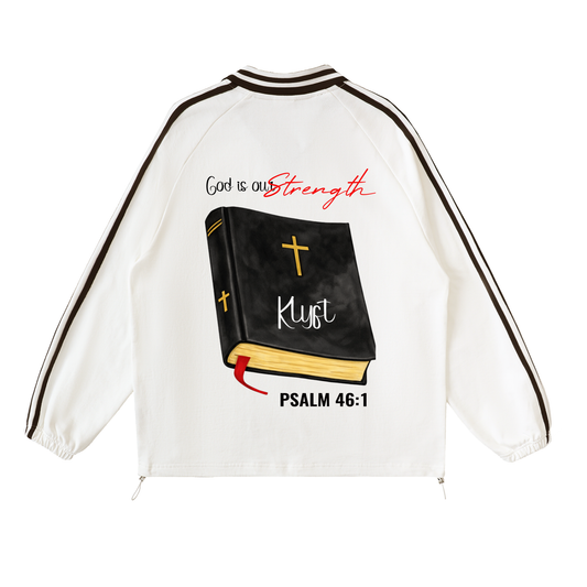 Contrast Striped Lapel Collar Sweatshirt