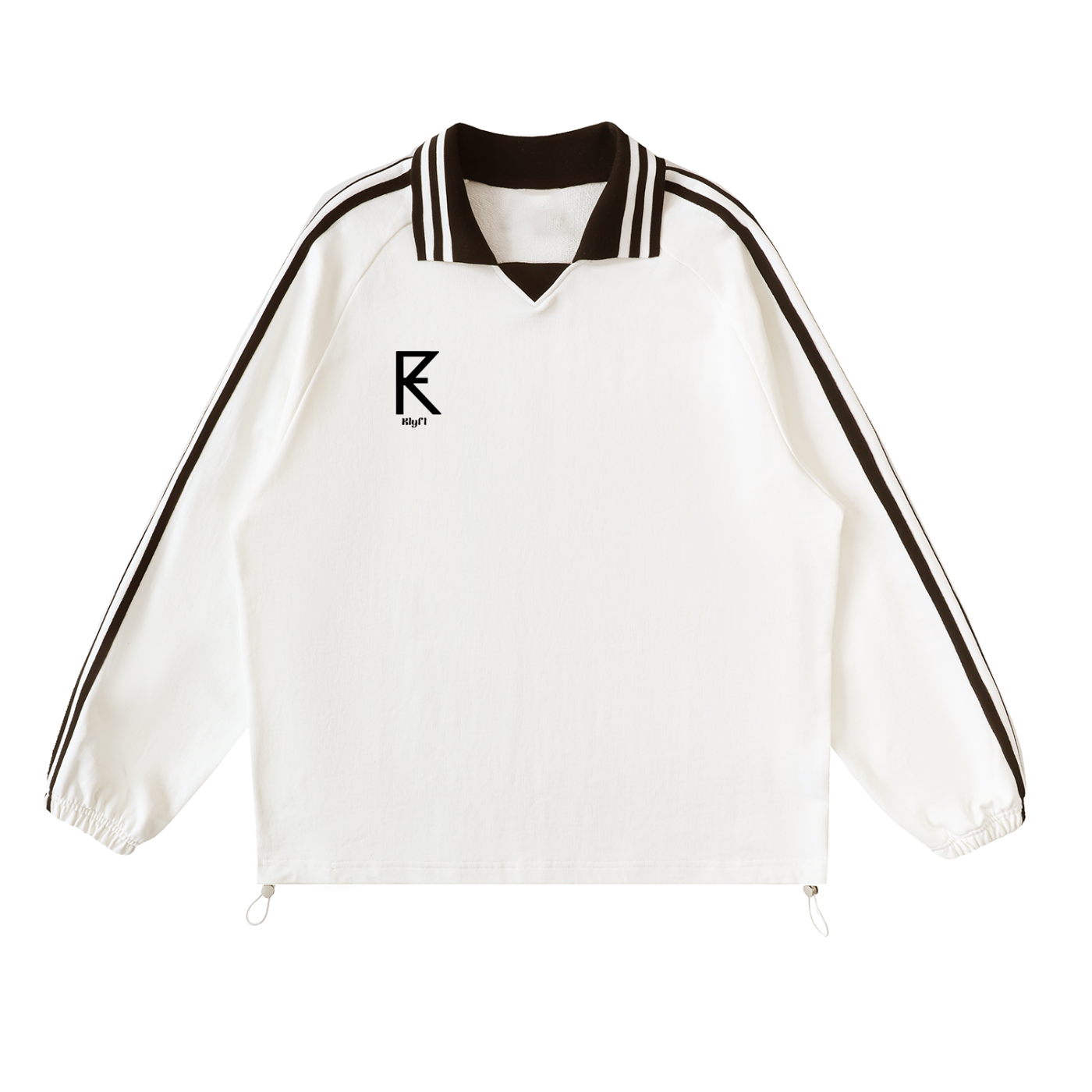 Contrast Striped Lapel Collar Sweatshirt