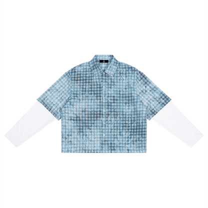 Unisex Vintage Wash Plaid Short Sleeve Shirt